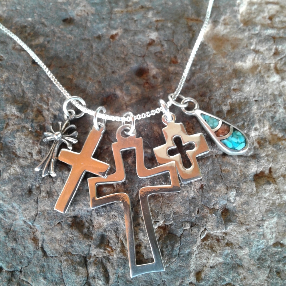 Sterling Silver Cross Charms NECKLACE - Picture 14 of 15